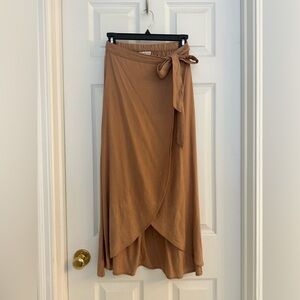 American Eagle Soft Knit Wrap Maxi Skirt in Tan – Size XS